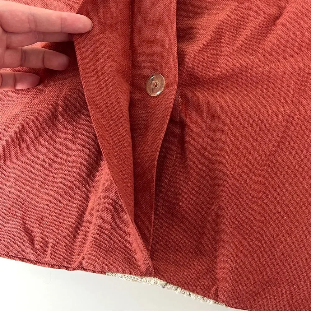 Pottery Barn Embroidered Floral Rust Orange and Cream Euro Sham Pillow Case